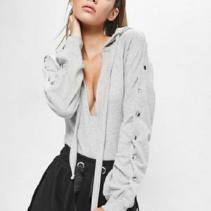 Londunn + missguided grey popper sleeve bodysuit